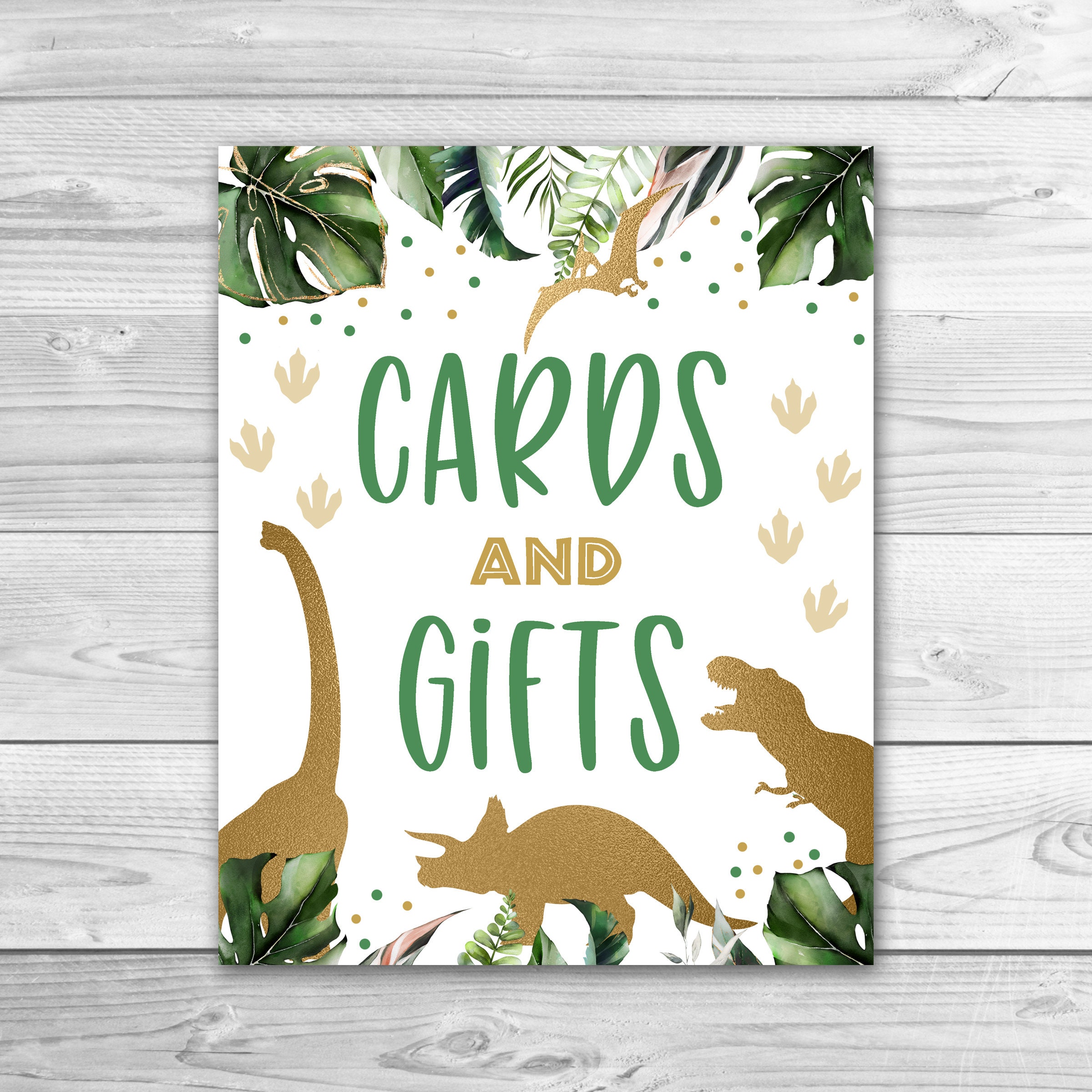 Dinosaur Cards and Gifts Sign Gold Dinosaur Table Decor - Etsy