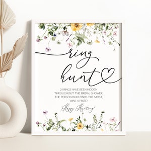 Wildflower Ring Hunt Bridal Shower Sign Wildflower Bridal Shower Ring Hunt Game Sign Wildflower Bridal Game Sign Boho Wildflower Table 0201