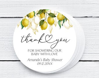 Lemon Thank You Tags, Editable Citrus Favor Tags (Digital Download)