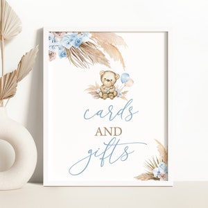 Pampas Grass Bear Cards and Gifts Sign Boho Tropical Desert We Can Bearly Wait Baby Shower Cards and Gifts Sign Boho Boy Bear Shower 0197