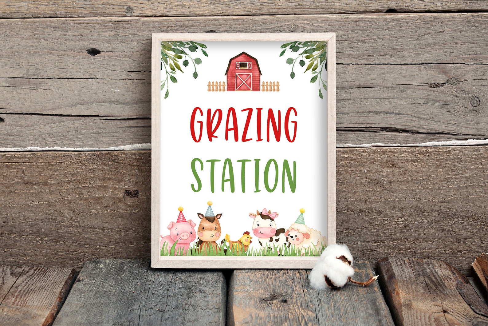 Farm Grazing Station Food Party Sign Boy Farm Animals Grazing Etsy