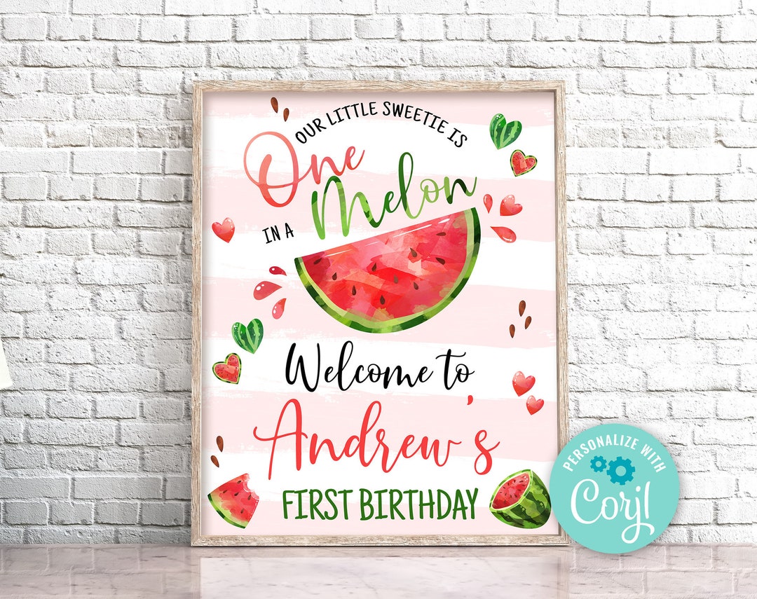 Editable Watermelon Welcome Sign, Red One in a Melon Welcome Sign ...