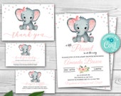 Editable Elephant Baby Shower Set Pink Elephant Baby Shower - Etsy