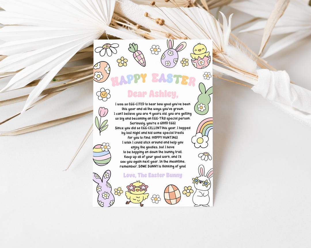 Editable Easter Bunny Letter for Kids – Printable Easter Bunny Note ...