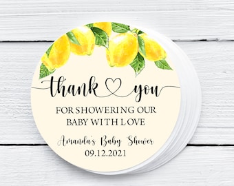 Editable Lemon Thank You Tags, Baby Shower Favor (Digital Download)