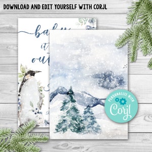 Woodland Animals Baby Shower Invite, Baby It's Cold Outside Invitation, Editable Winter Baby Shower, Winter Woodland Invitation image 2