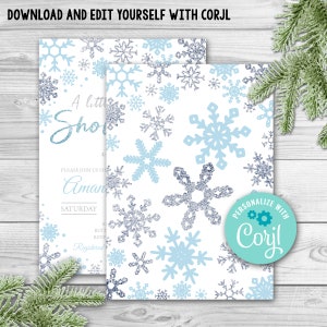 Editable Snowflake Baby Shower Invitation, A Little Snowflake is on the ...
