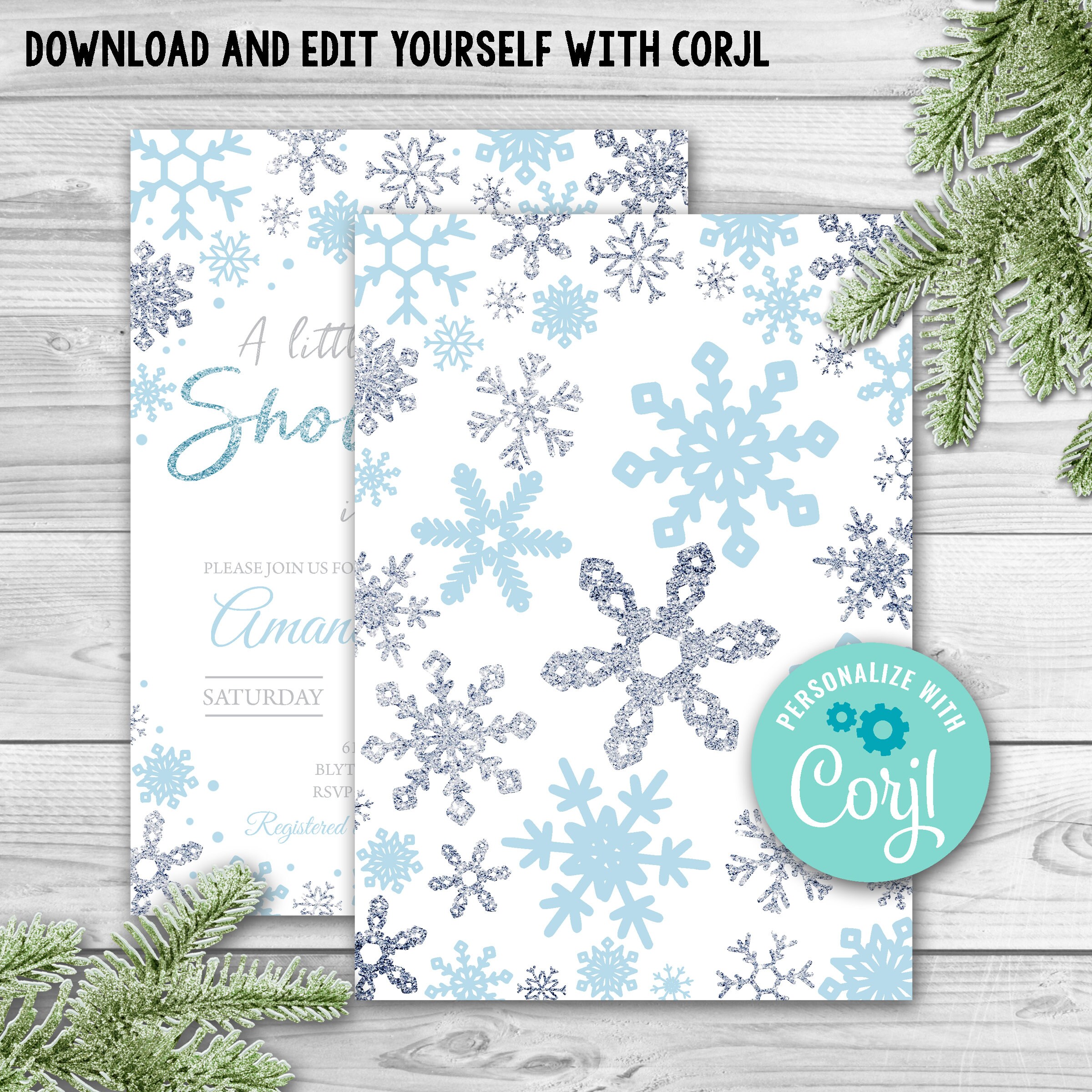 Editable Snowflake Baby Shower Invitation A Little Snowflake | Etsy