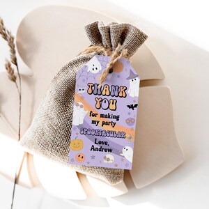 EDITABLE Halloween Birthday Thank You Tag Groovy Halloween Treat Tags ...