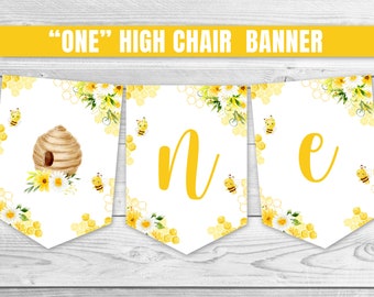 Banner Cadeira Alta Abelha - Decoração 1º Aniversário - Tema Flor E Colmeia