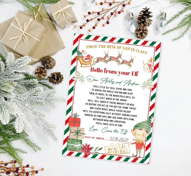 EDITABLE Elf Letter Boy Elf Letter First Time Elf Etsy