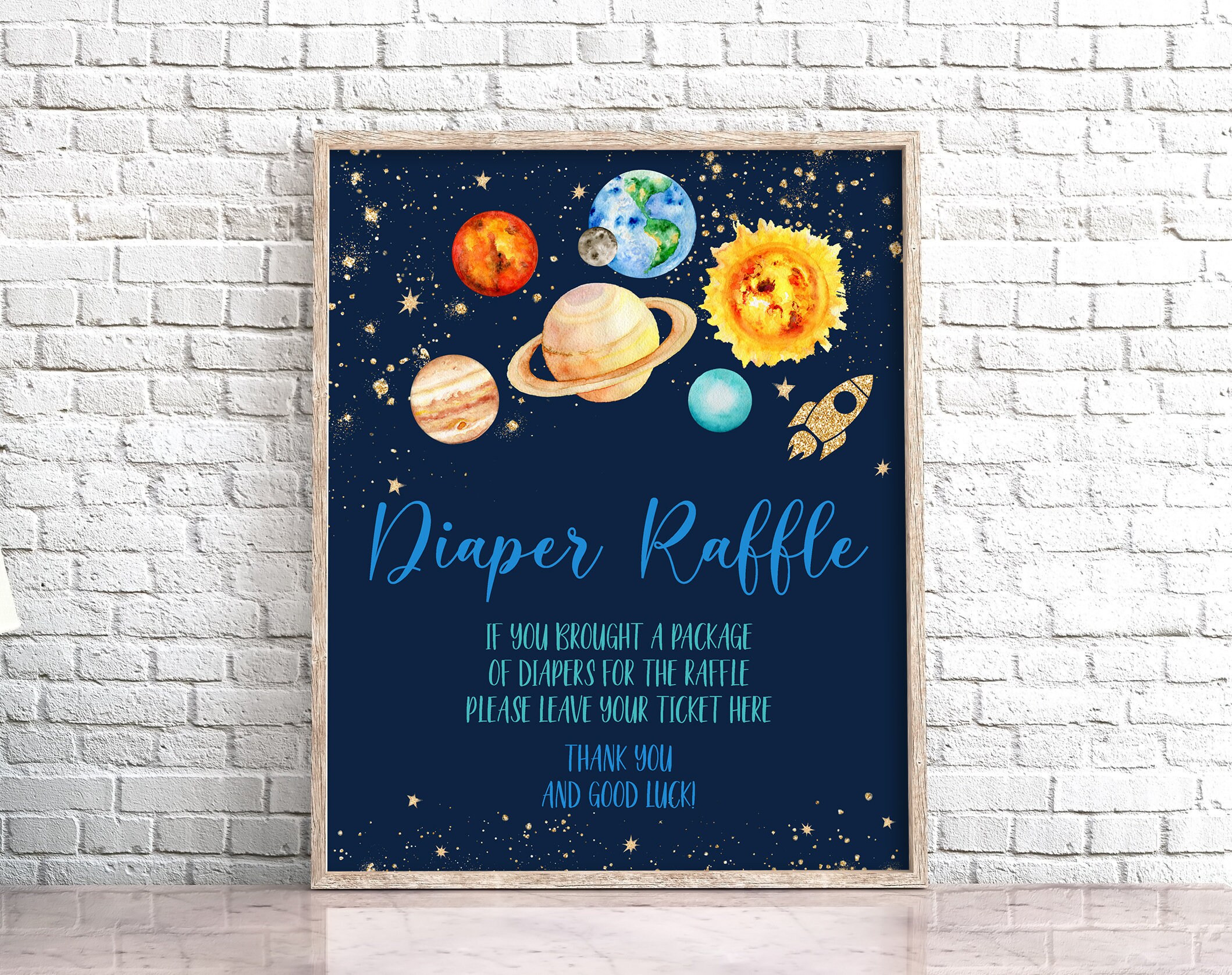 Outer Space Diaper Raffle Sign Galaxy Diaper Raffle Sign Planet Solar ...