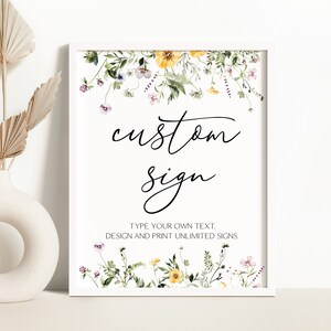 EDITABLE Wildflower Custom Sign Wildflower Baby in Bloom Baby Shower Decoration Wildflower Table Decor Wildflower Shower Custom Sign 0201