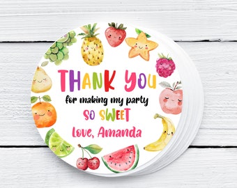 EDITABLE Two-tti Frutti Birthday Favor Tag Fruit Birthday Thank You Tag Tutti Frutti Tropical Fruit Summer Birthday Girl Fruit Party 0230