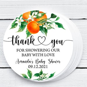 EDITABLE Naranja Gracias Etiquetas Una Pequeña Cutie Baby Shower Favor Etiqueta Citrus Gracias Etiqueta Naranja Favor Etiqueta Una Pequeña Cutie Está En Camino 0147