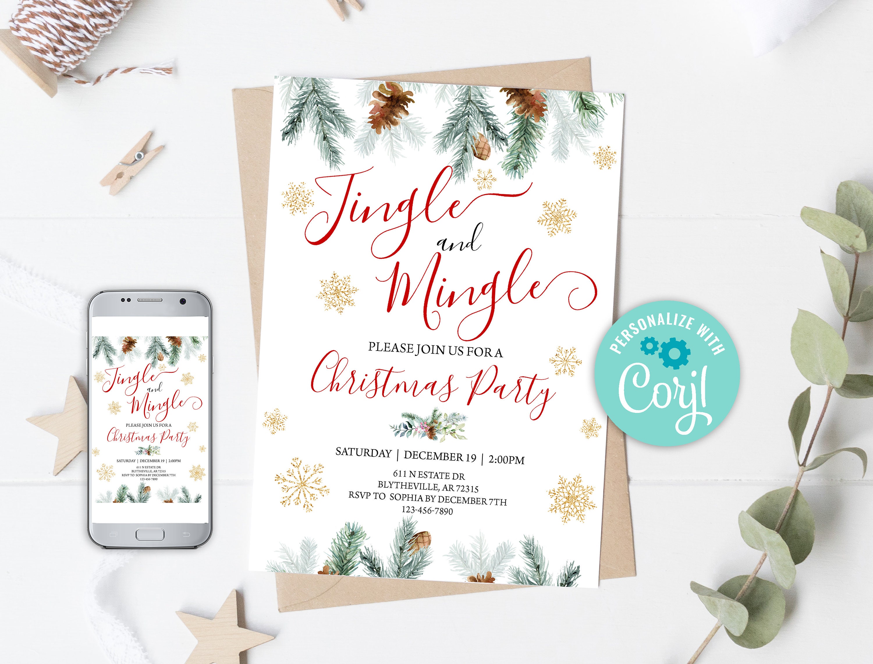 EDITABLE Jingle and Mingle Christmas Invitation Christmas | Etsy