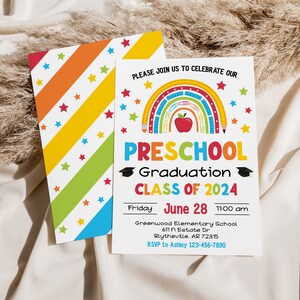 Preschool Graduation Invitation Editable Graduation Ceremony Invitation Preschool Class Graduation Announcement School Grad Template 0206 image 2