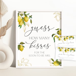 Lemon Guess How Many Kisses Game Sign Lemon Bridal Shower Game Citrus Bridal Shower Sign Citrus Main Squeeze Bridal Shower Game 0199