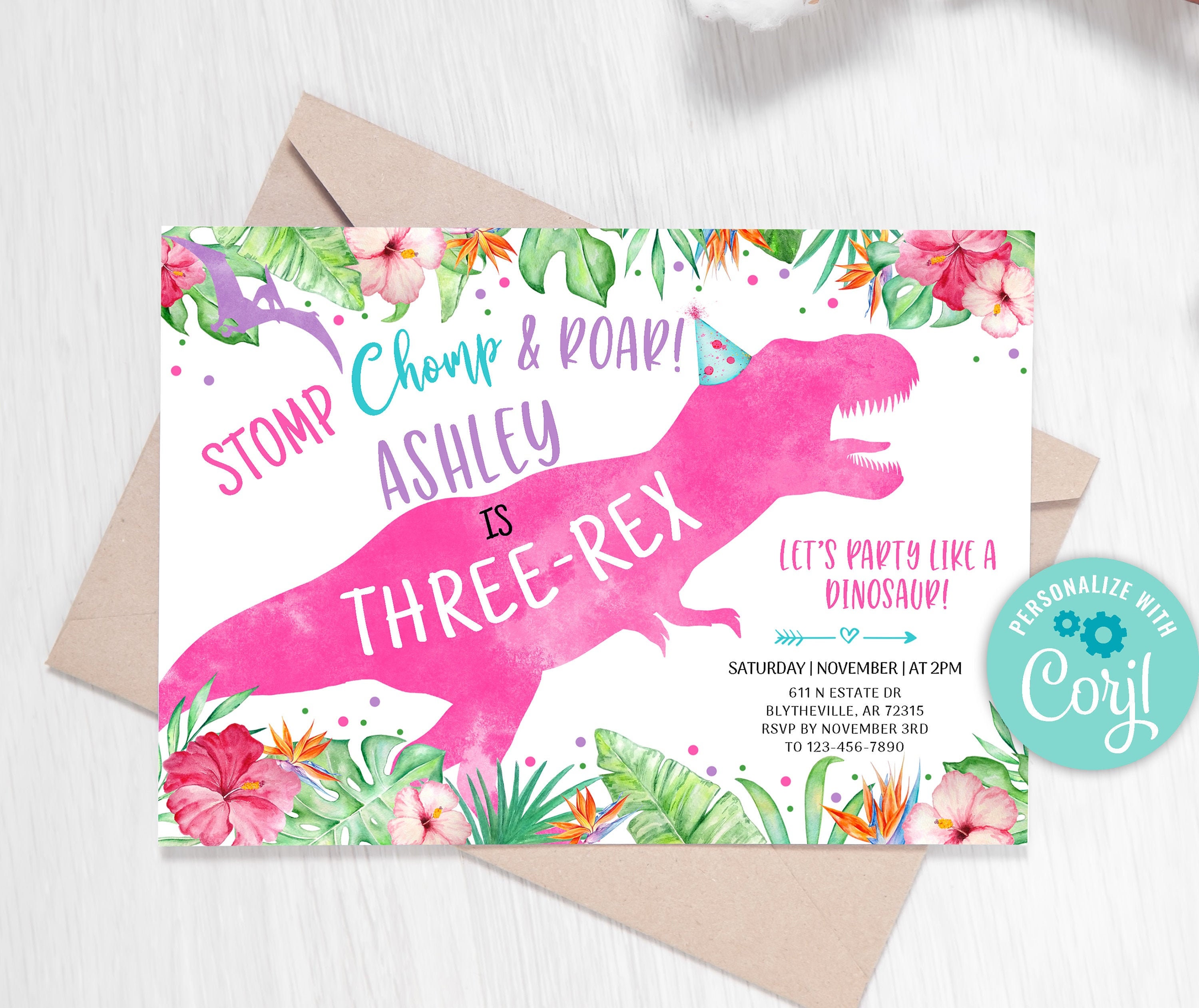 Three Rex Invitation Template Free