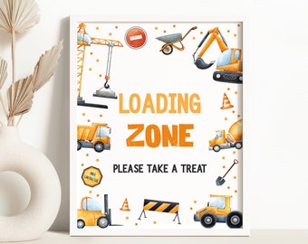 Loading Zone Construction Birthday Party Favor Sign Dump Truck Digger Birthday Party Decor Excavator Dumper Construction Site Decor 0221