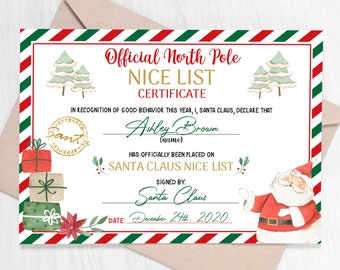 EDITABLE Santa Letter &amp; Nice List Certificate North Pole - Etsy