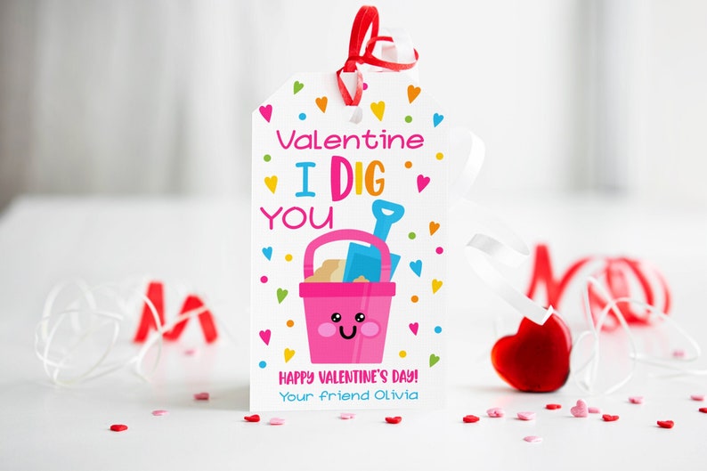 Editable Valentine I Dig You Gift Tag Shovel I Dig You Valentine Gift ...