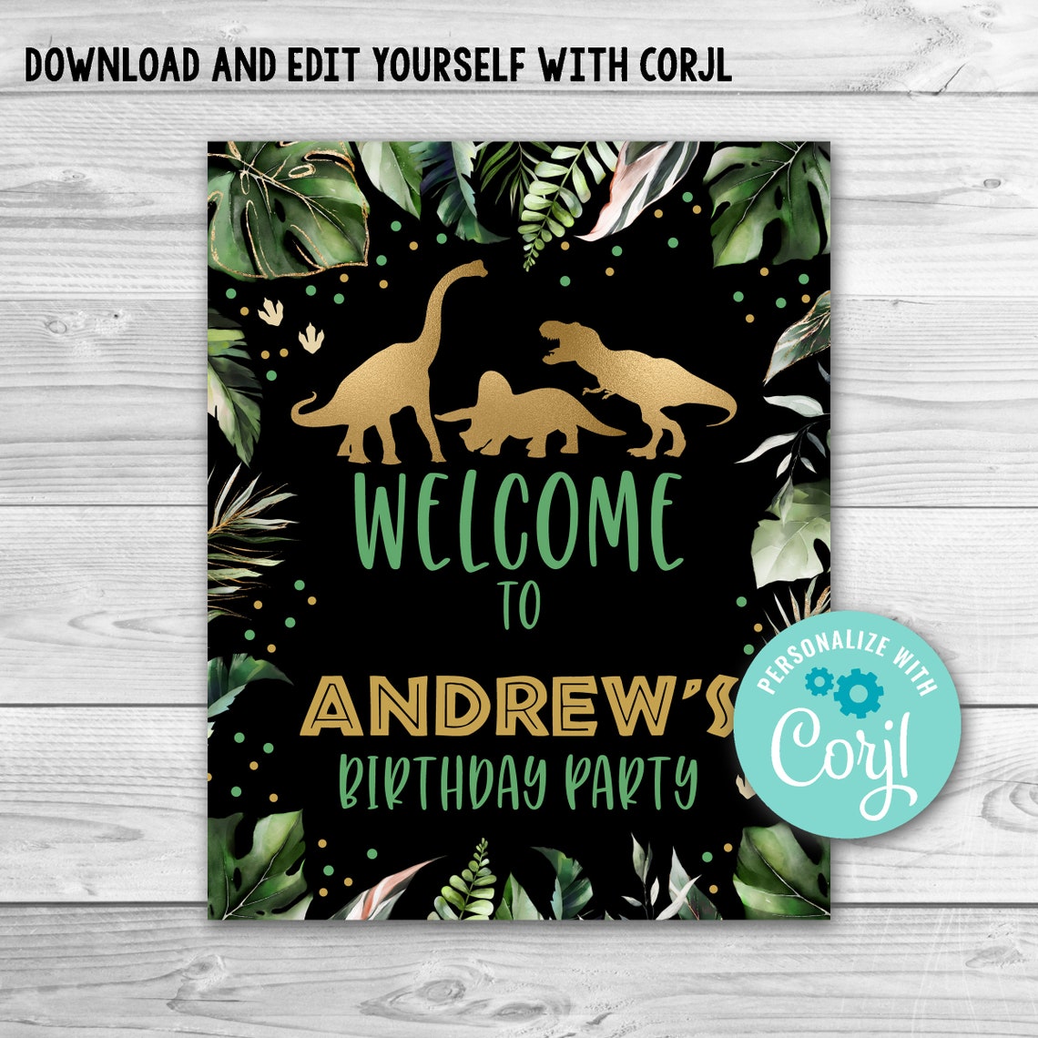 Editable Dinosaur Welcome Sign Instant Download, Safari Dinosaur ...