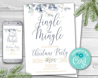 EDITABLE Jingle and Mingle Christmas Invite Printable. Christmas Party Invitation. Holiday Party Invitation. Christmas Invitations