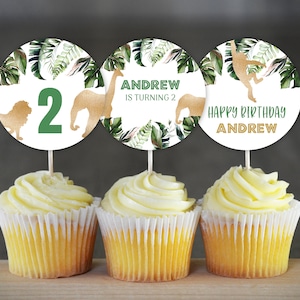 Wild Animals Birthday Cupcake Toppers Safari Birthday Party Decoration Jungle Animals Cupcake Toppers Wild One Cupcake Toppers 0101