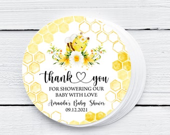 Bee Baby Shower Favor Tag, Editable Bumble Bee Thank You (Digital Download)