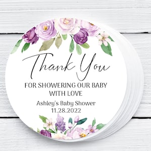 EDITABLE Purple Floral Favor Tag Printable Lilac Floral Baby Shower Thank You Tags Lavender Floral Tags Violet Floral Favor Tag 0128