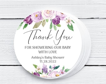 EDITABLE Purple Floral Favor Tag Printable Lilac Floral Baby Shower Thank You Tags Lavender Floral Tags Violet Floral Favor Tag 0128
