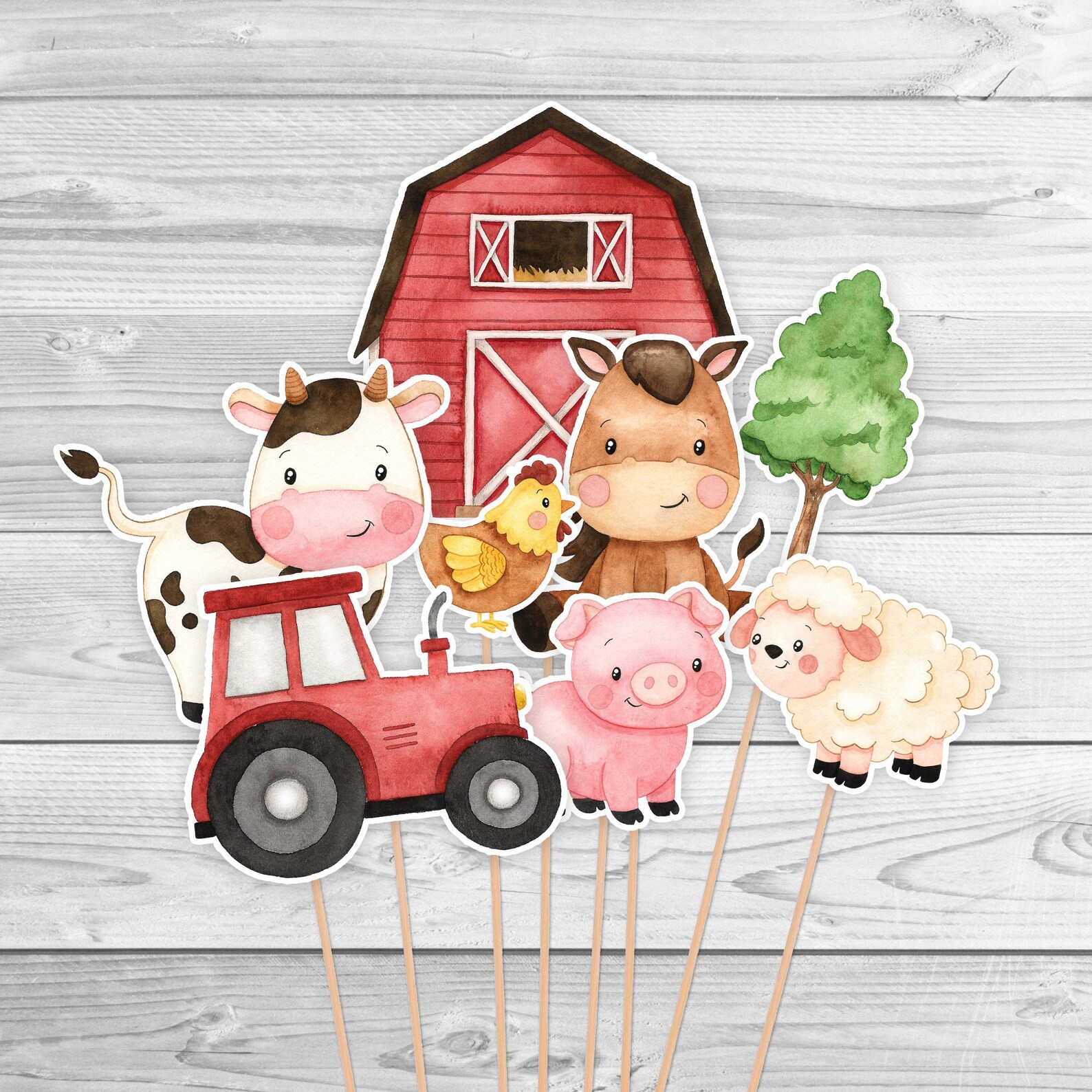 Printable Farm Centerpieces Boy Farm Animals Farm Cake Topper Etsy