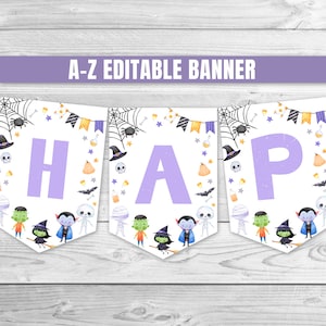 Editable Spooky Halloween Birthday Banner Halloween Costume Party A-Z Banner Spooktacular Halloween Birthday Decoration 0180
