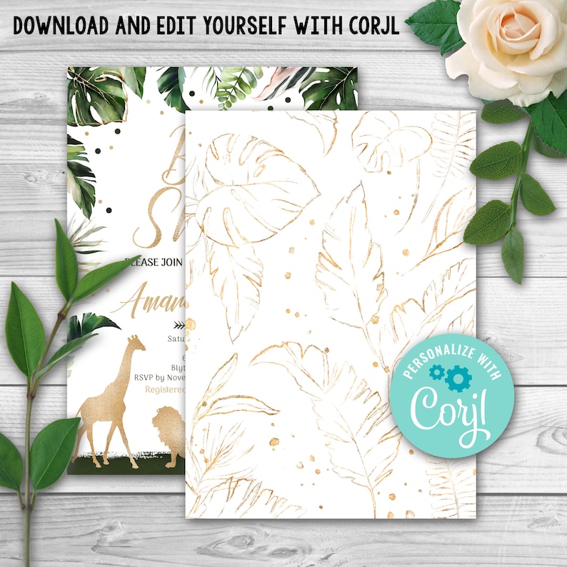 Editable WILD Animal Baby Shower Invitation Set. Safari Baby Etsy