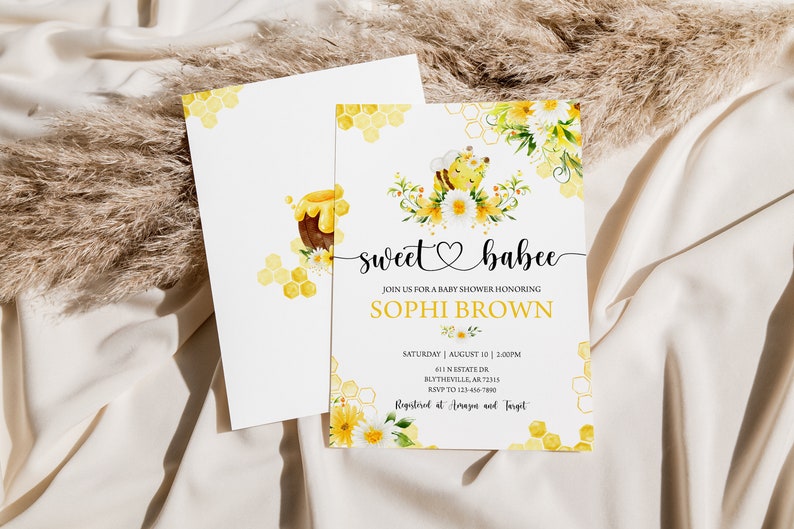 EDITABLE Bee Baby Shower Invitation Mommy to Bee Yellow Floral Etsy