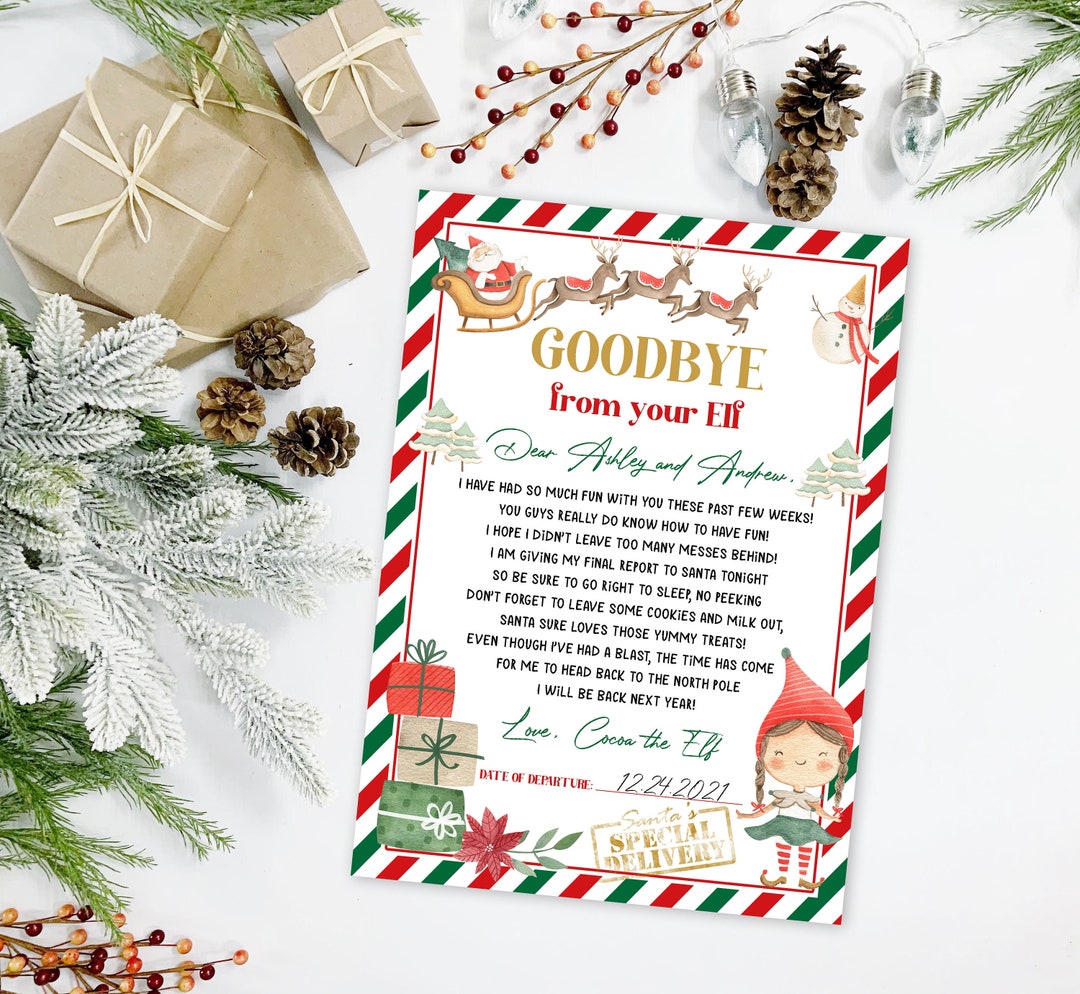 EDITABLE Elf Goodbye Letter Girl Elf Letter Elf Departure Letter ...