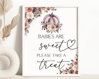 Fall Pumpkin Babies Are Sweet Take A Treat Sign Boho Pumpkin Baby Shower Decor Printable Autumn Pumpkin Baby Shower Table Sign 0176