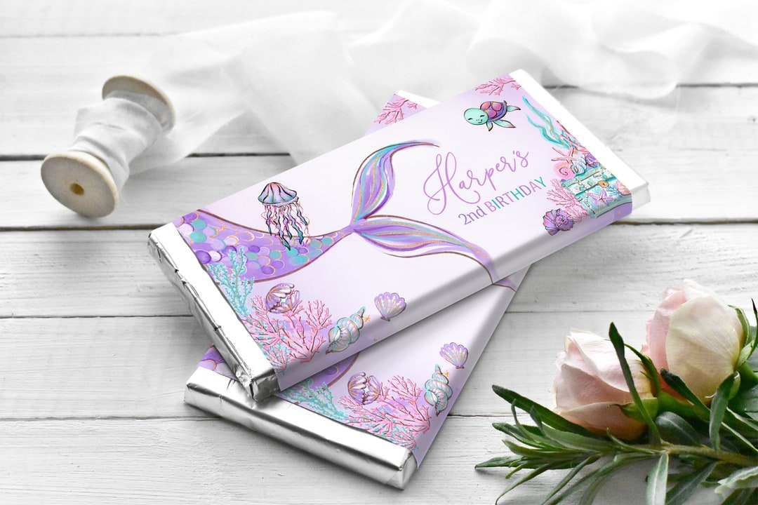 EDITABLE Mermaid Chocolate Bar Wrapper Mermaid Birthday Candy Bar ...