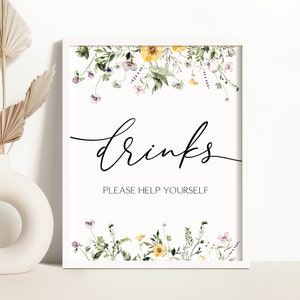 Wildflower Drink Table Sign Wildflower Drinks Sign Wildflower Baby in Bloom Party Decor Sign Wildflower Party Decorations 0201