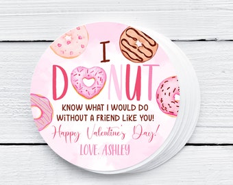 Editable Donut Valentine's Day Tags School Valentines Tag Valentine's Day Card for Kids School Donut Know Donut Valentine Tags 0140