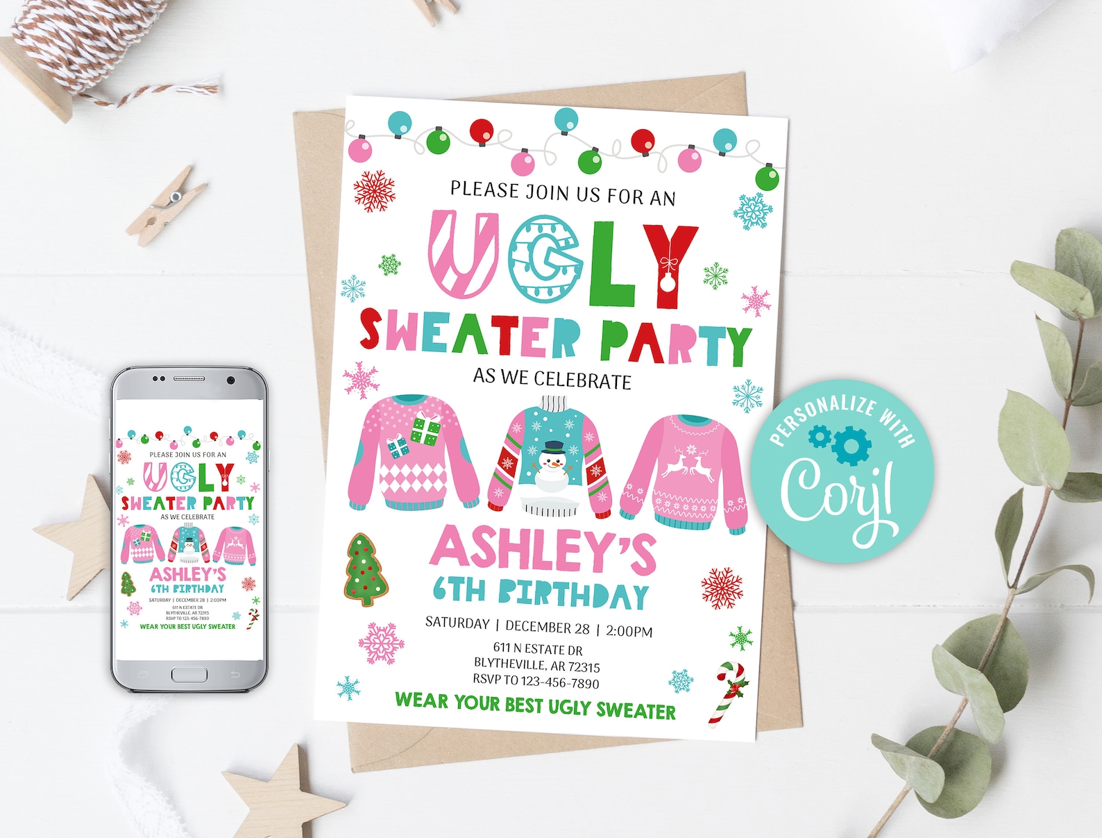 Ugly Sweater Birthday Invitation Ugly Sweater Invitation Etsy