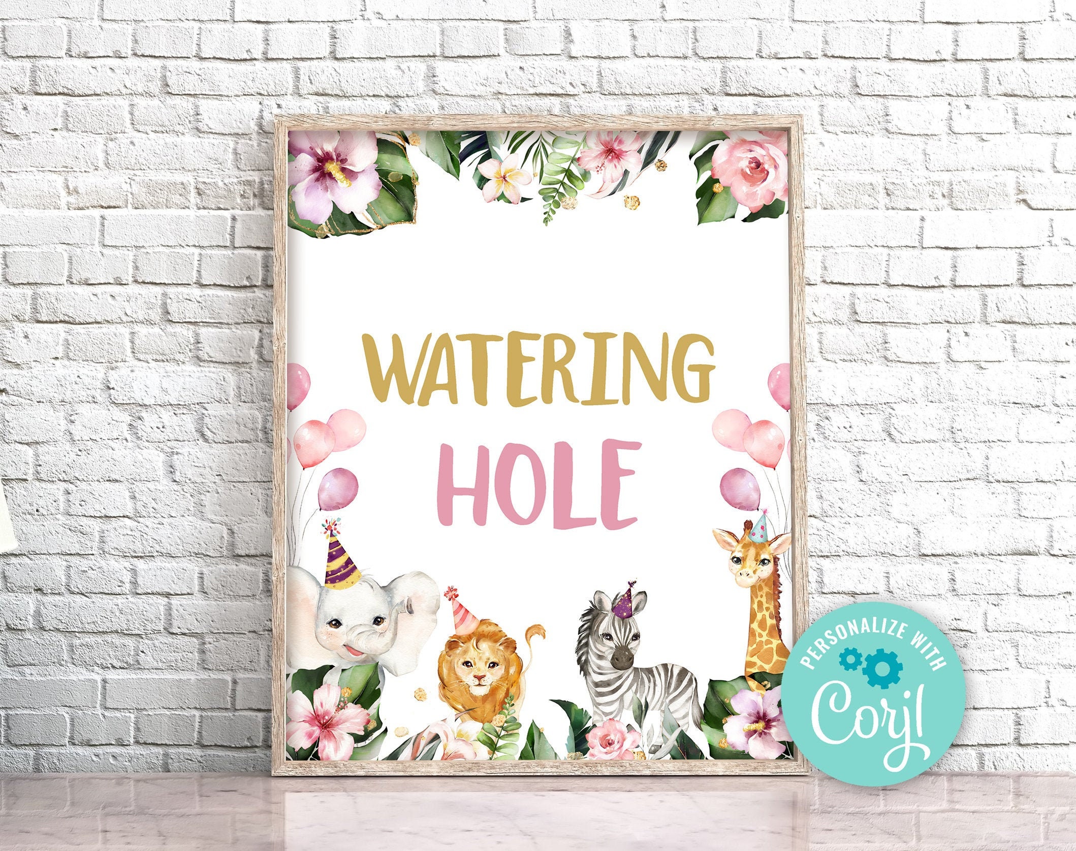 Watering Hole Safari Birthday Sign Wild Animals Watering Hole | Etsy