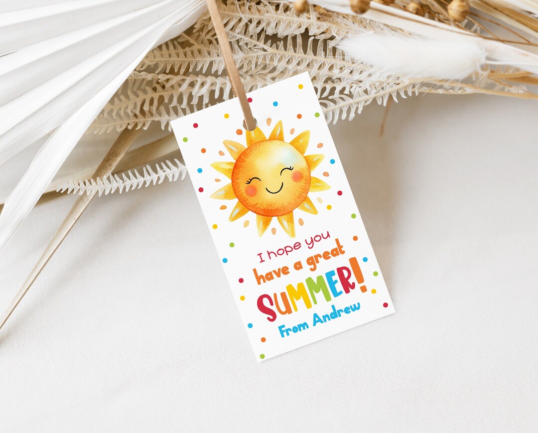 End of School Year Tags Last Day of School Tag Sun Friends Gift Tags ...