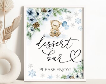 Winter Bear Dessert Bar Sign Winter Wonderland Baby Shower Decor Sign Snowflake Bear Baby Shower Please Take One Sign 0185