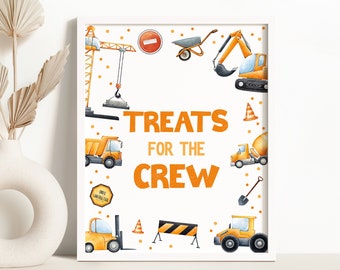 Treats For The Crew Construction Birthday Party Sign Dump Truck Digger Birthday Party Decor Excavator Dumper Construction Site Decor 0221