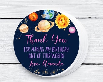 EDITABLE Space Birthday Favor Tags Galaxy Planets Outer Space Tag Outer Space Thank You Tags Galaxy Gift Tags Trip Around the Sun Tags 0142