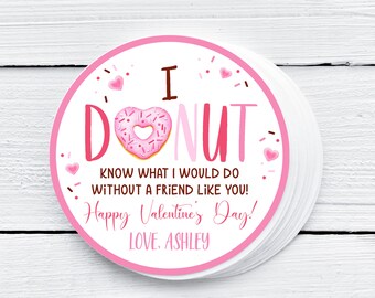 Editable Donut Valentine's Day Tags School Valentines Tag Valentine's Day Card for Kids School Donut Know Donut Valentine Tags 0140