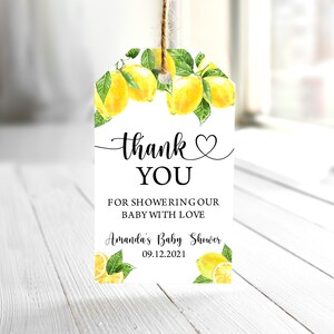 EDITABLE Lemon Thank You Tags, Lemon Favor Tag, Lemon Gift Tags, Citrus Thank You Tag, Lemonade Favor Tag, Lemon Baby Shower Tag 0121