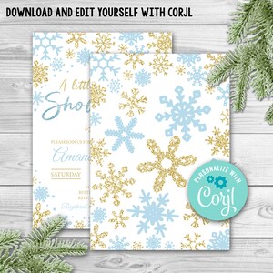 Editable Snowflake Baby Shower Invitation, A Little Snowflake is on the ...
